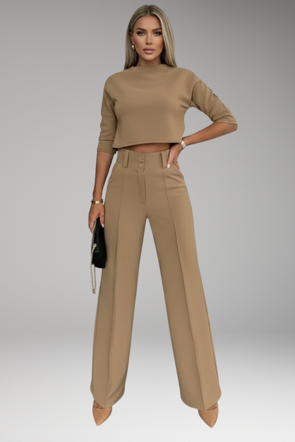 Women's 2-Piece Crop Straight Pants Set