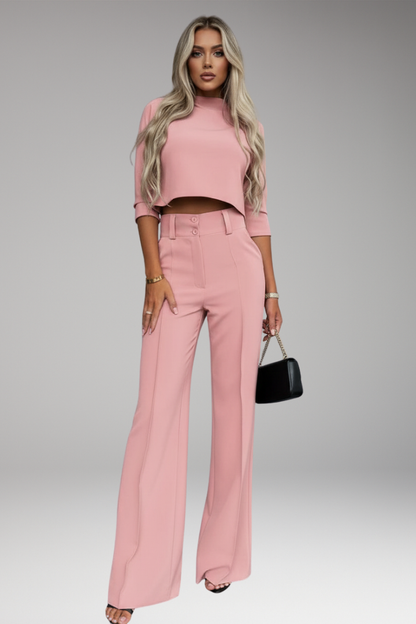 Women's 2-Piece Crop Straight Pants Set