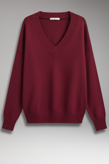 Women's V-Neck Sweater Ribbed Knit - Vonnera