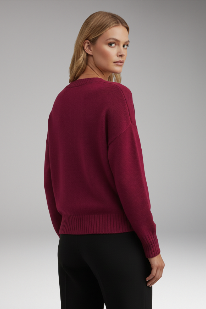 Women's V-Neck Sweater Ribbed Knit