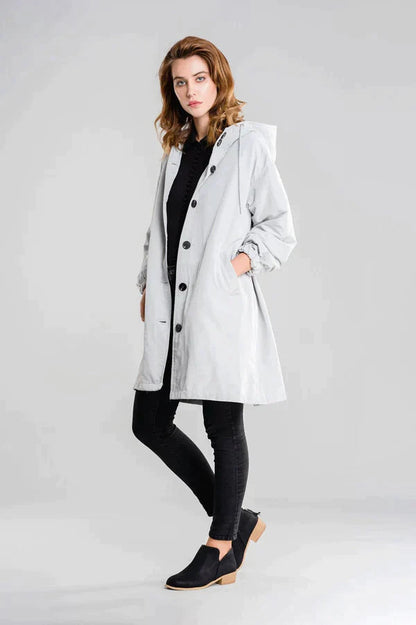 Women's Waterproof Hooded Jacket Button Closure - Vonnera