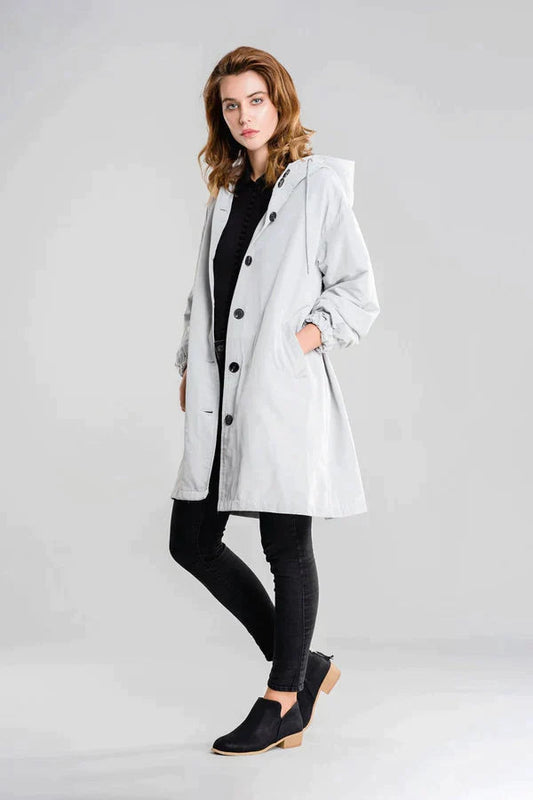 Women's Waterproof Hooded Jacket Button Closure - Vonnera