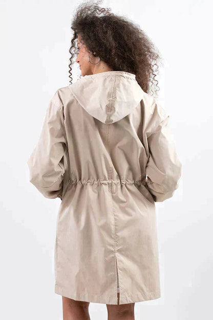 Women's Waterproof Hooded Jacket Button Closure