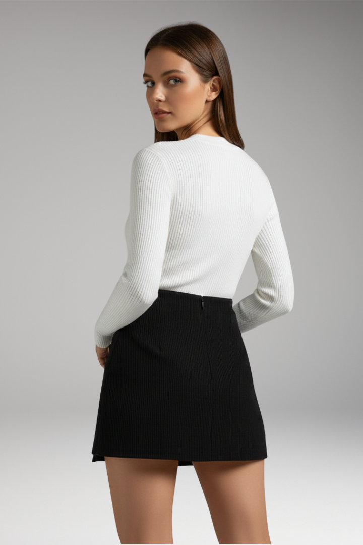 Women's Woven Elastic Waist Skirt with Buttons