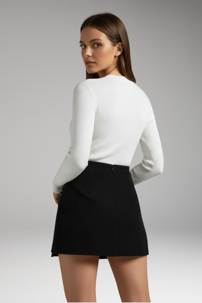 Women's Woven Elastic Waist Skirt with Buttons