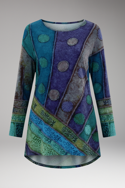 Women's Tunic Round Neck Patchwork - Vonnera