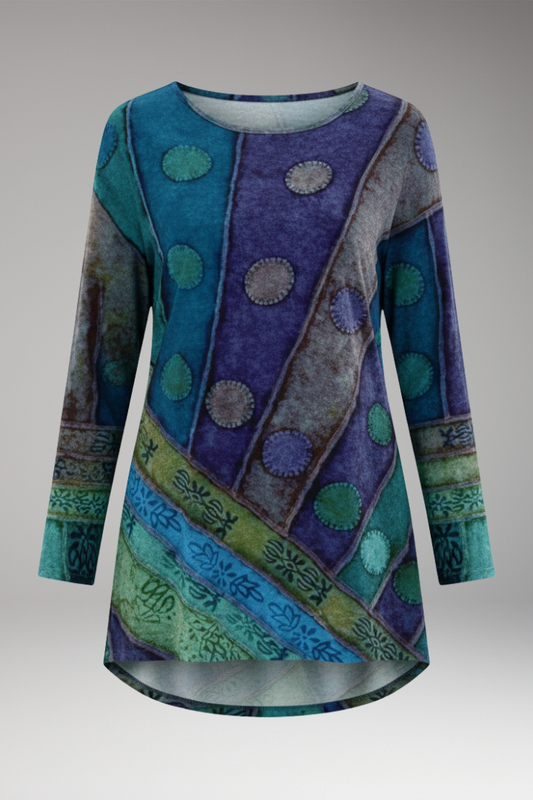 Women's Tunic Round Neck Patchwork - Vonnera