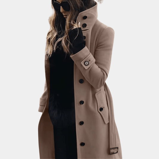 Women's Trench Coat Waterproof Wool Classic Tan - Vonnera