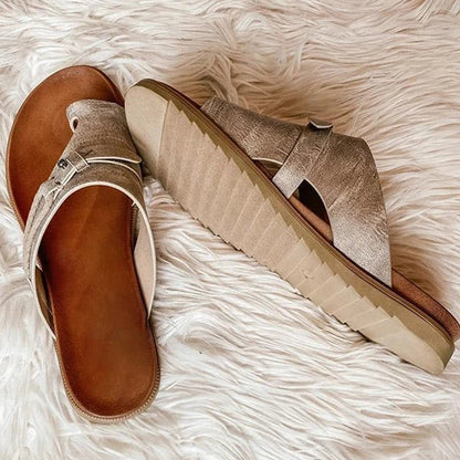 Roma | Women's Flat Toe Ring Sandals Slip-On Boho Summer Slides