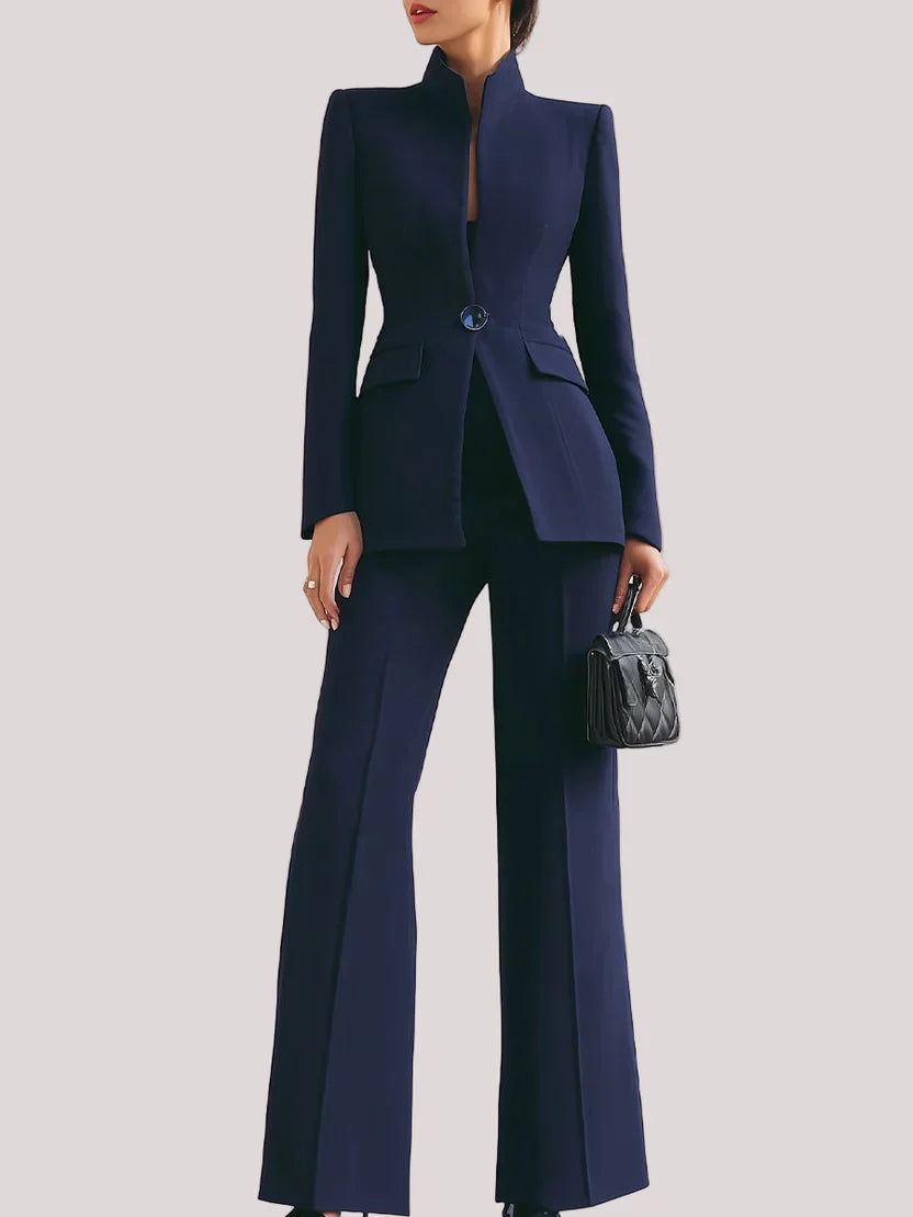 Women's Longline Blazer Suit Set Flare Trousers - Vonnera