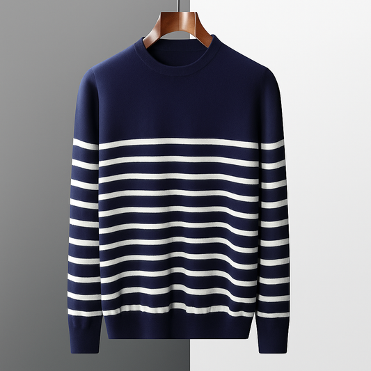 Laurent Men's Striped Wool Crewneck Sweater - Vonnera