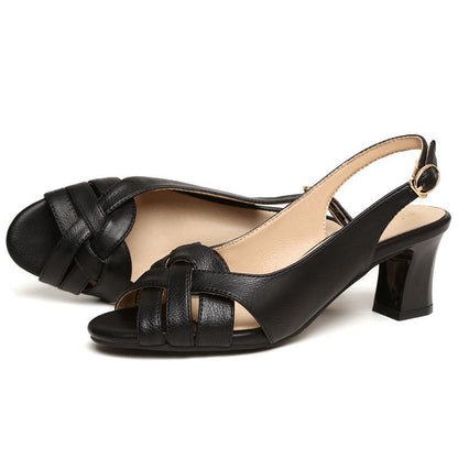 Women's Woven Block High Heels Elegant Comfortable - Vonnera