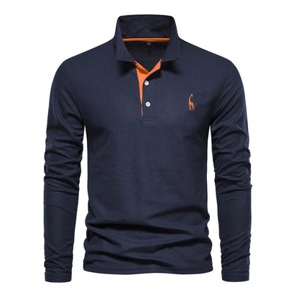 Men's Long Sleeve Polo Jumper Classic Collar Cotton