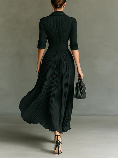 Women's Maxi Dress Lapel Neckline