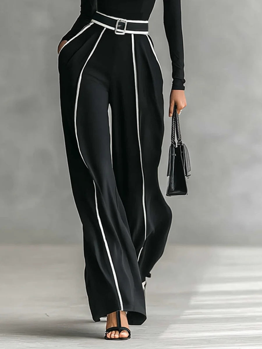 Women's Two Piece Set High Neck Wide Leg Pants