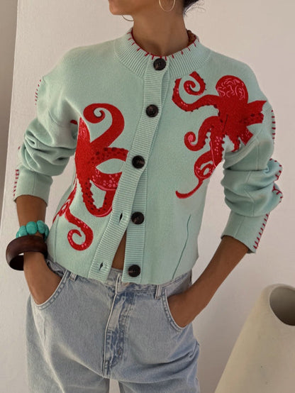 Women's Cardigan Applique Design - Vonnera