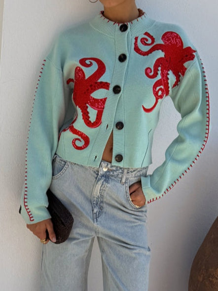 Women's Graphic Cardigan Octopus Design