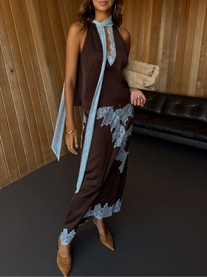 Women's Halter And Midi Skirt Set