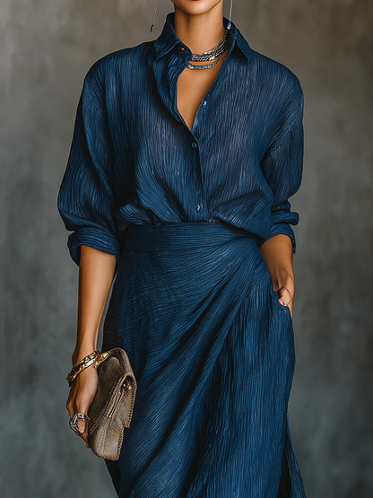Women's Elegant Shirt And Long Skirt Set