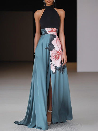 Women's Halter Dress Front Slit Design - Vonnera
