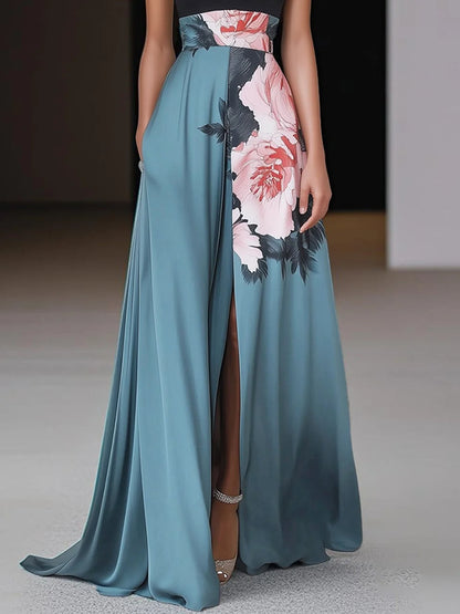 Quinn | Women Floral Crew Neck Sleeveless Maxi Dress