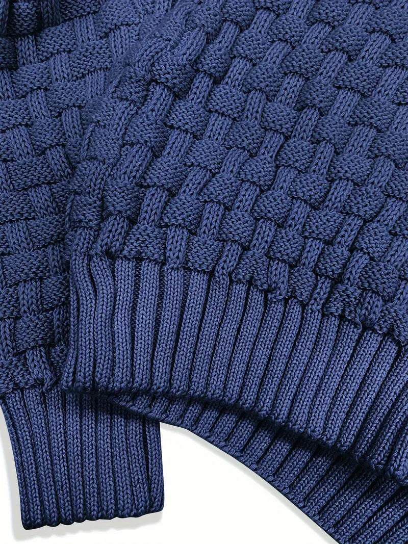 Men's Textured Knit Sweater Shawl Collar Button Detail Beige