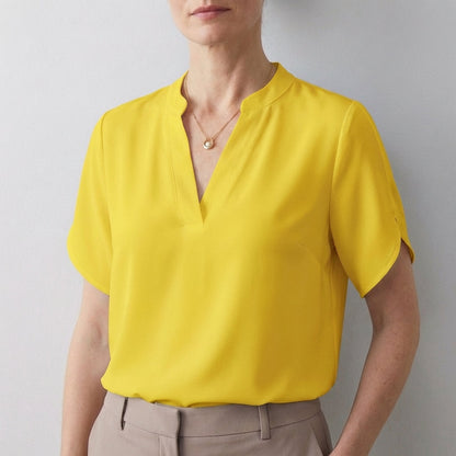 Dionne Women's Relaxed Fit V Neck Blouse Split Sleeves