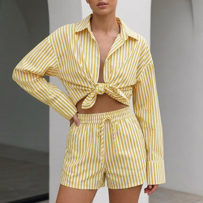Oversized Collared Shirt And Wide Leg Shorts Set