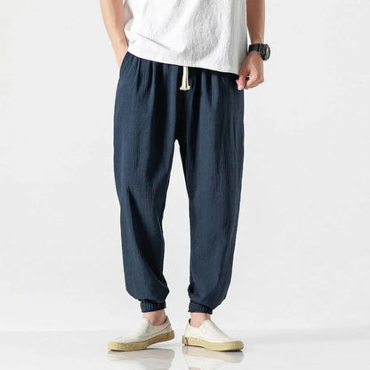 Men's Cotton Linen Pants Lightweight Beige