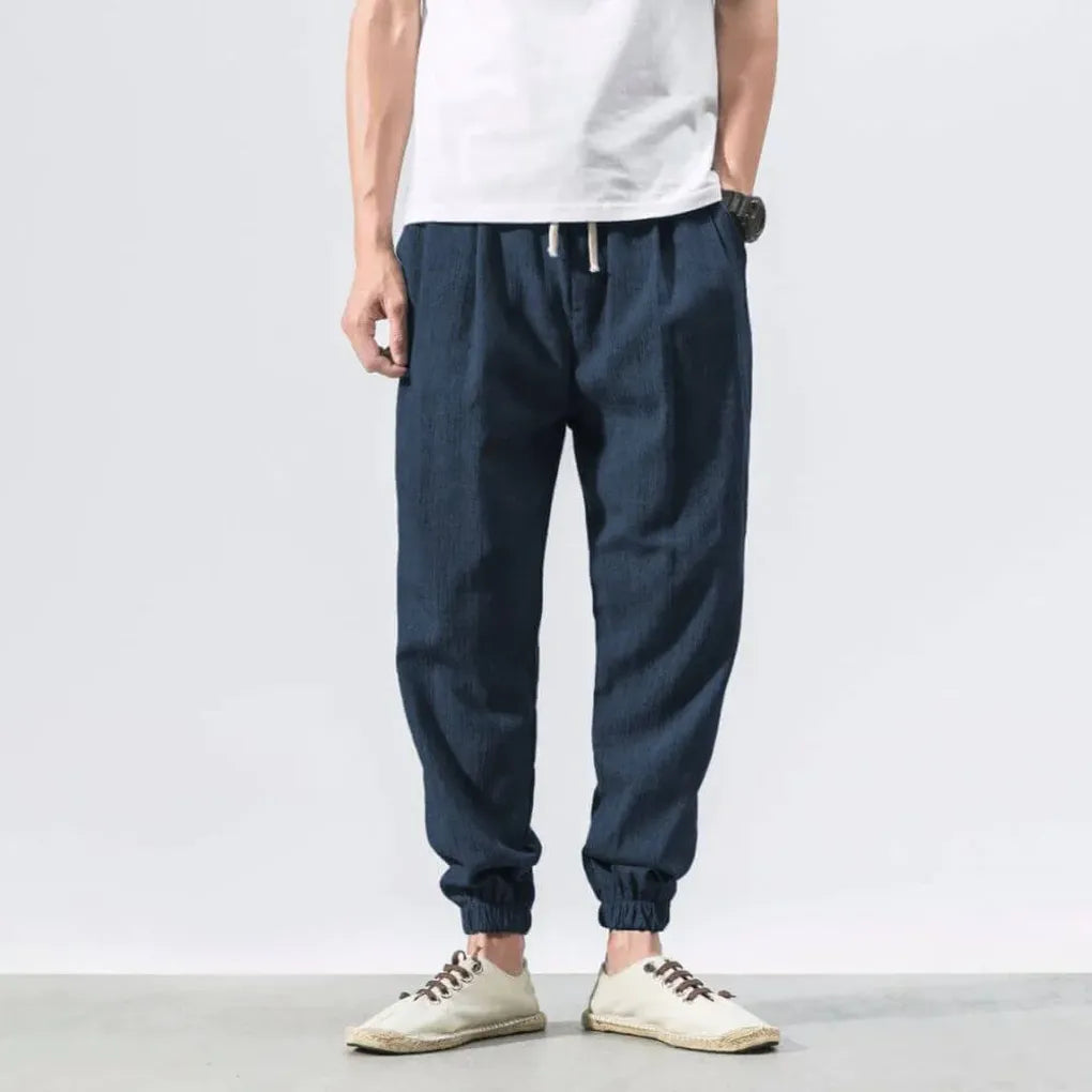 Men's Cotton Linen Pants Lightweight Beige