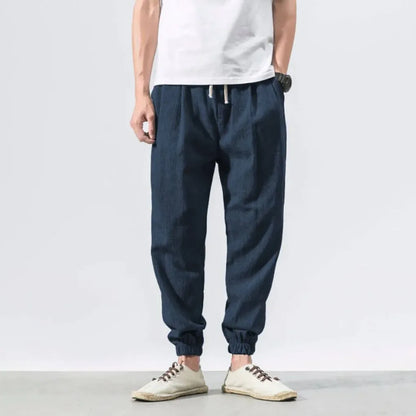 Men's Cotton Linen Pants Lightweight Beige