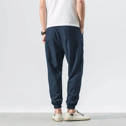 Men's Cotton Linen Pants Lightweight Beige