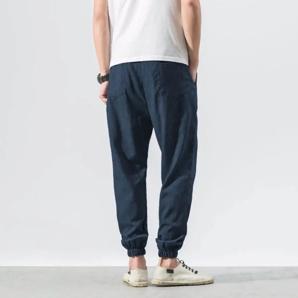 Men's Cotton Linen Comfort Pants Lightweight Beige