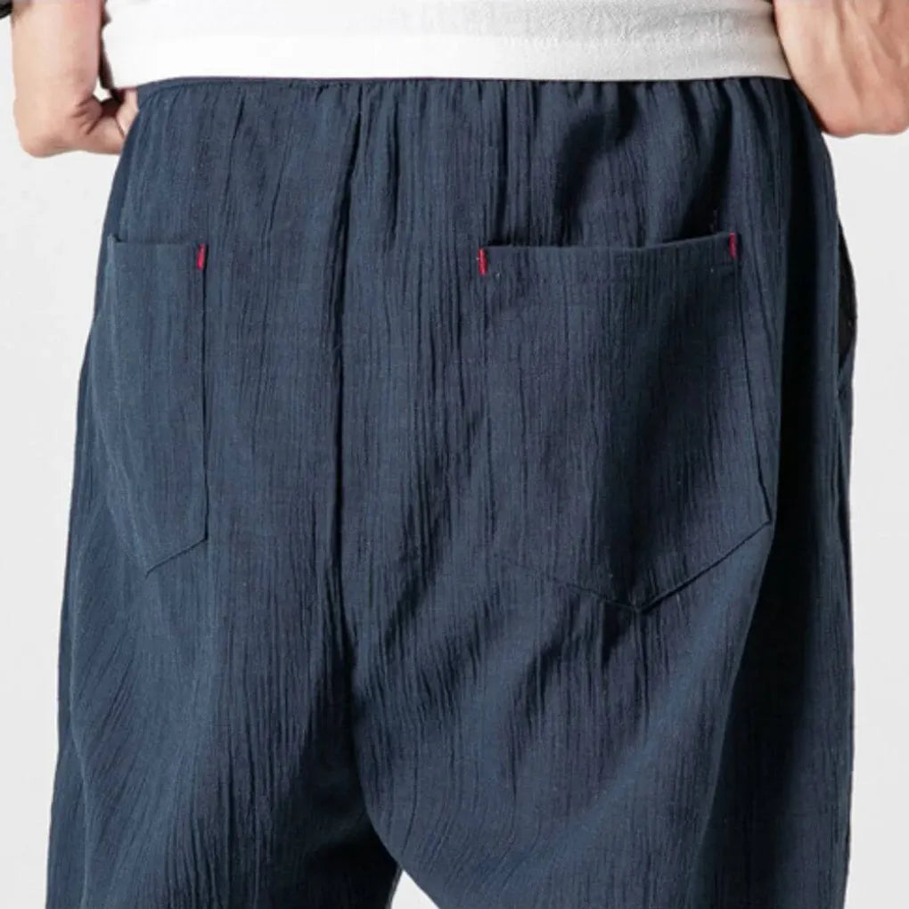 Men's Cotton Linen Pants Lightweight Beige