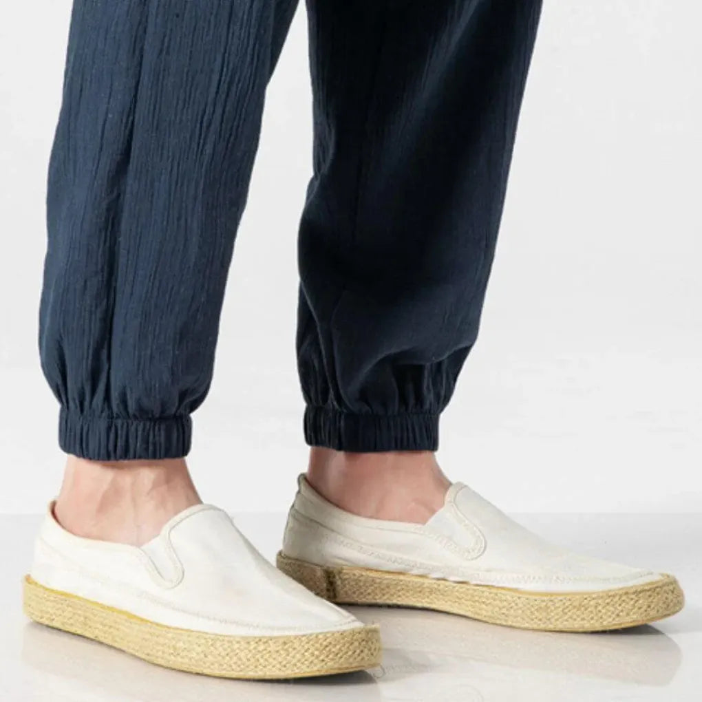 Men's Cotton Linen Pants Lightweight Beige