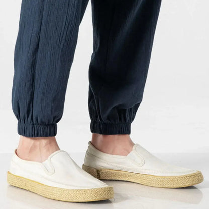 Men's Cotton Linen Pants Lightweight Beige
