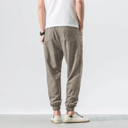 Men's Cotton Linen Pants Lightweight Beige