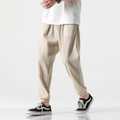 Men's Cotton Linen Pants Lightweight Beige