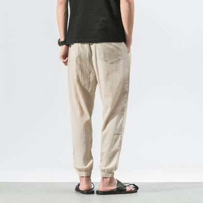 Men's Cotton Linen Pants Lightweight Beige
