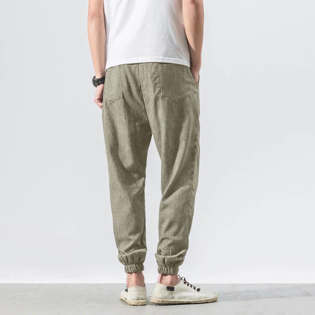 Men's Cotton Linen Pants Lightweight Beige