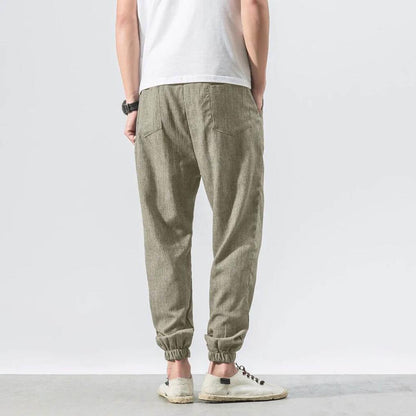 Men's Cotton Linen Pants Lightweight Beige