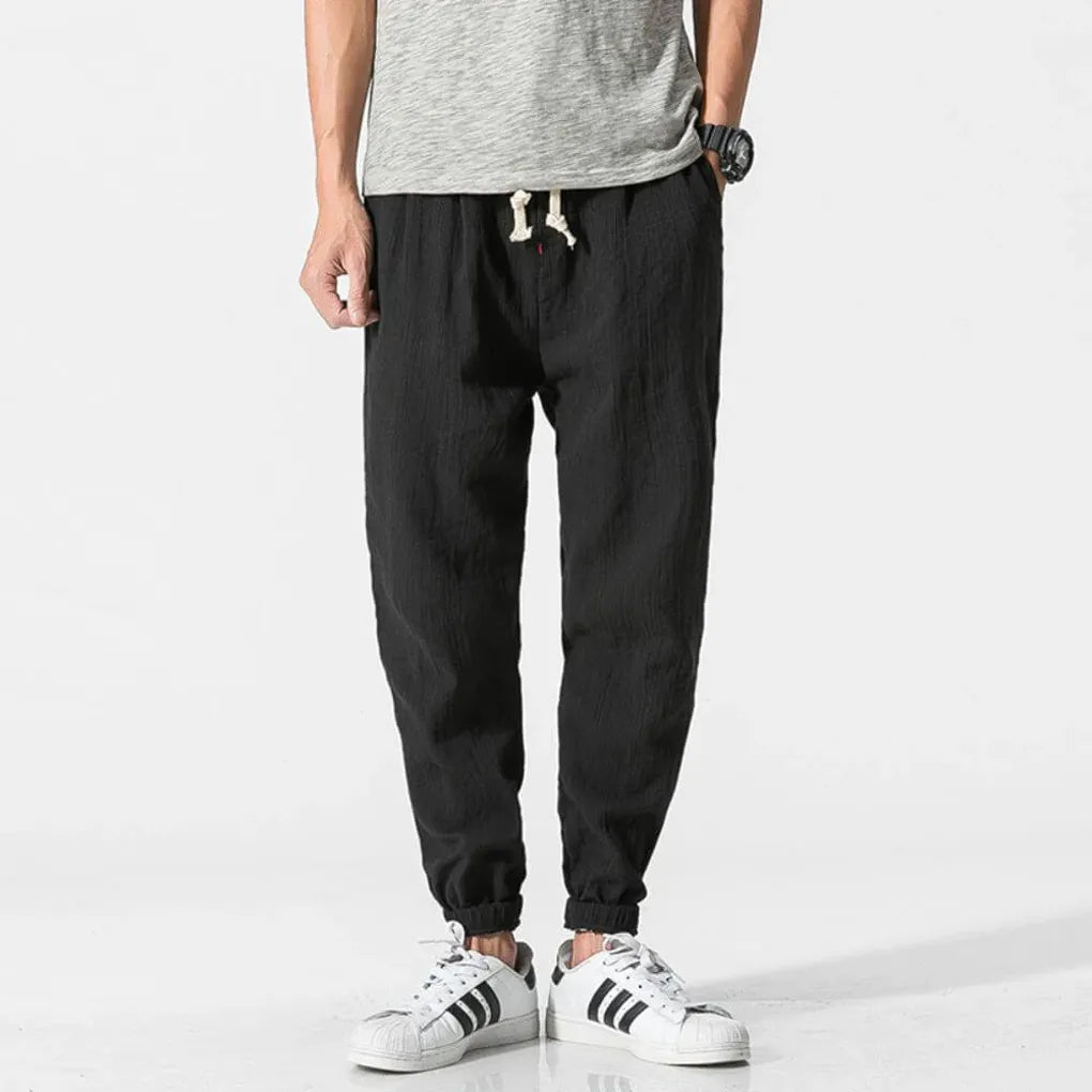 Men's Cotton Linen Pants Lightweight Beige