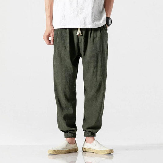 Men's Cotton Linen Comfort Pants Lightweight Beige - Vonnera