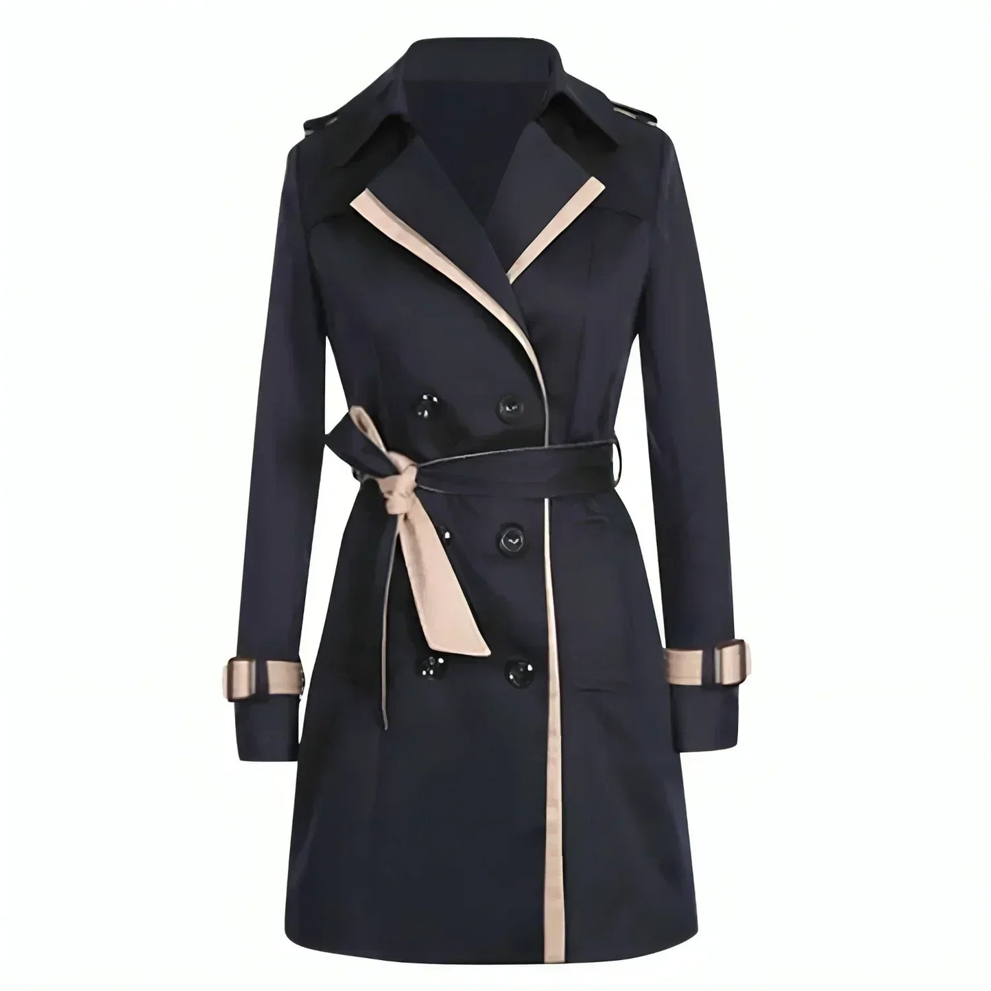 Women's Double-Breasted Trench Coat Belted Waterproof