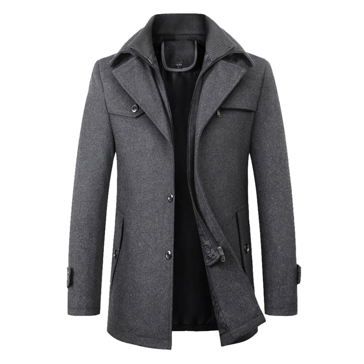 Elegant Double Collar Wool Coat