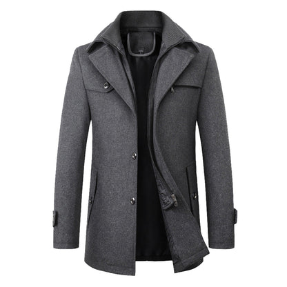 Elegant Double Collar Wool Coat