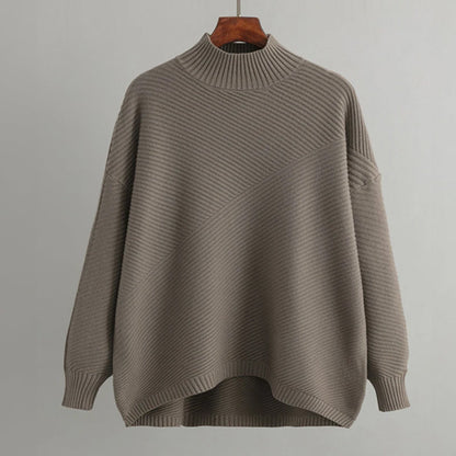 Women's Oversized Mock Neck Sweater Ribbed Knit - Vonnera