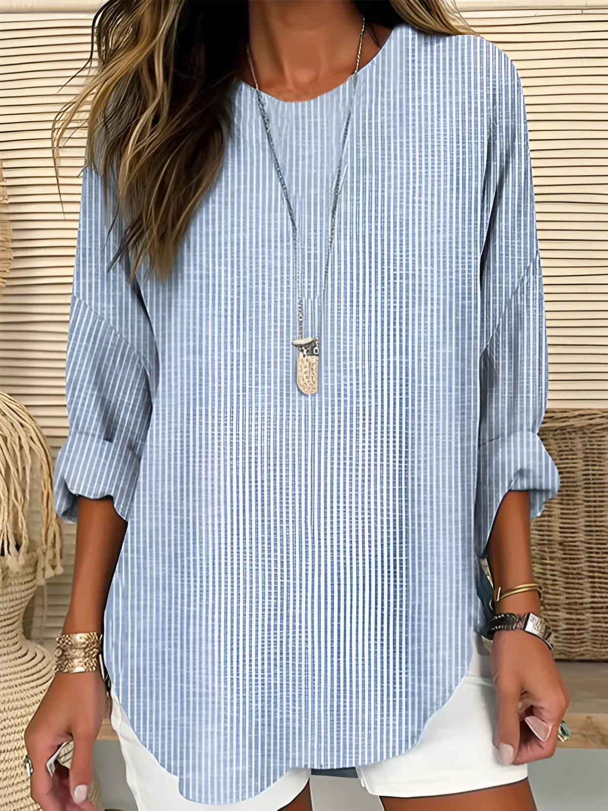 Women's Relaxed Fit Long Sleeve Blouse - Vonnera