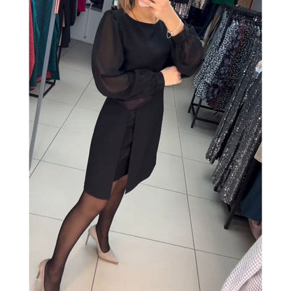 Women's Puff Sleeve Dress with Gathered Cuffs