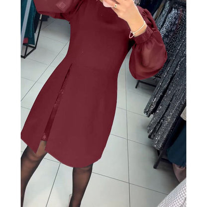 Women's Puff Sleeve Dress with Gathered Cuffs